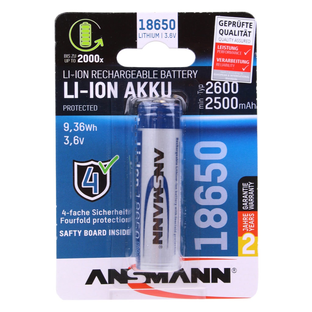 Ansmann Li Ion 18650 Rechargeable Battery Cell Pack Solutions