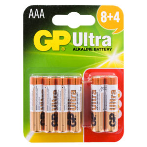 GP Batteries Ultra Alkaline AAA Batteries | Pack of 8 + 4 Free