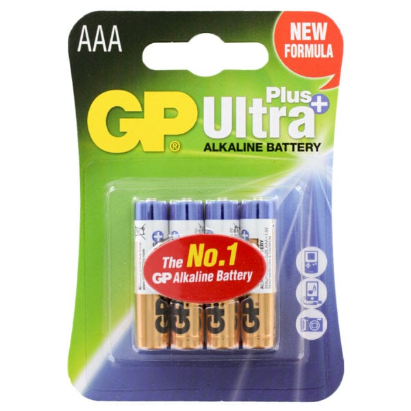 GP Batteries Ultra Plus Alkaline AAA Batteries | Pack of 4
