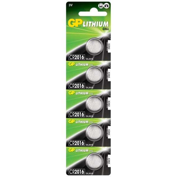 GP Batteries CR2016 Lithium Coin Cell Batteries | Pack of 5