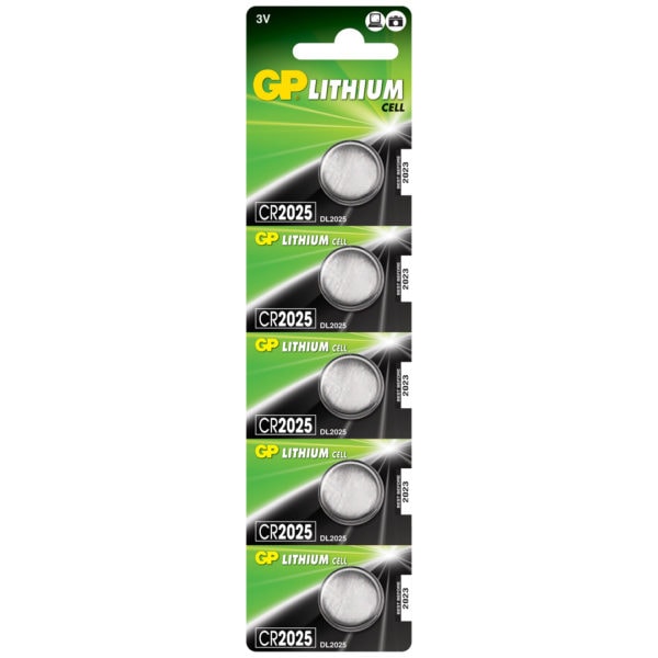 GP Batteries CR2025 Lithium Coin Cell Batteries | Pack of 5