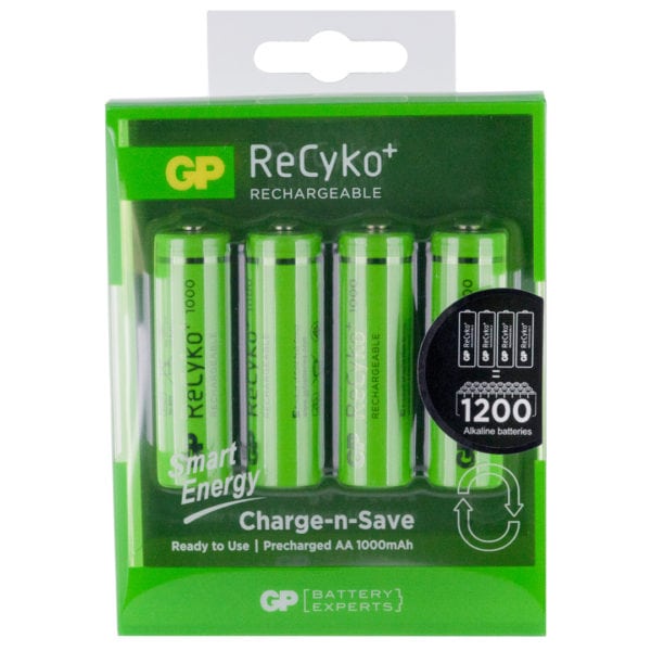 GP Batteries ReCyko+ 1000mAh AA Rechargeable Batteries | Pack of 4