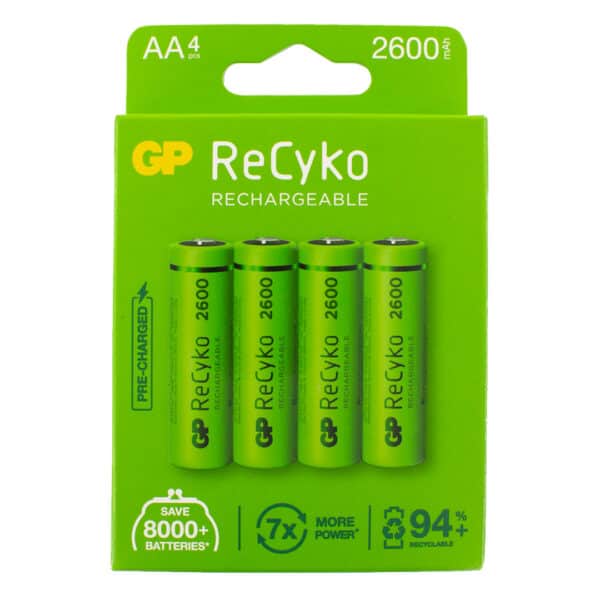 GP Batteries ReCyko+ 2600mAh AA Rechargeable Batteries | Pack of 4