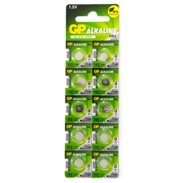 GP Batteries Alkaline Button 192 Batteries | Pack of 10