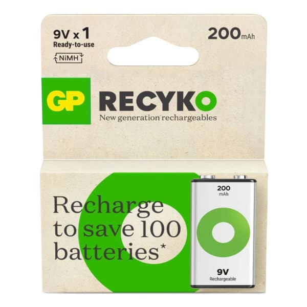 GP Batteries ReCyko+ 200mAh PP3 (9V) Rechargeable Battery