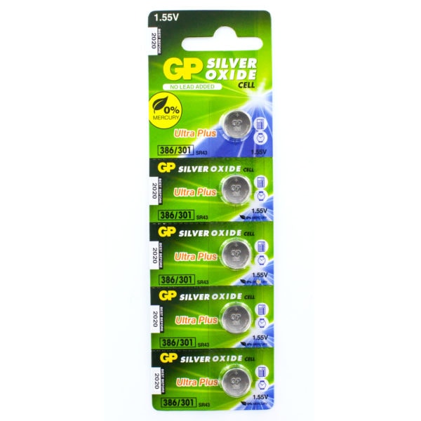 GP Batteries Silver Oxide 386 Batteries | Pack of 5